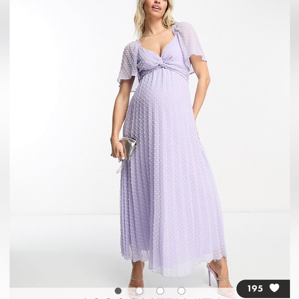 ASOS Design Textured Lilac Maternity Midi Dress Women’s Size 16